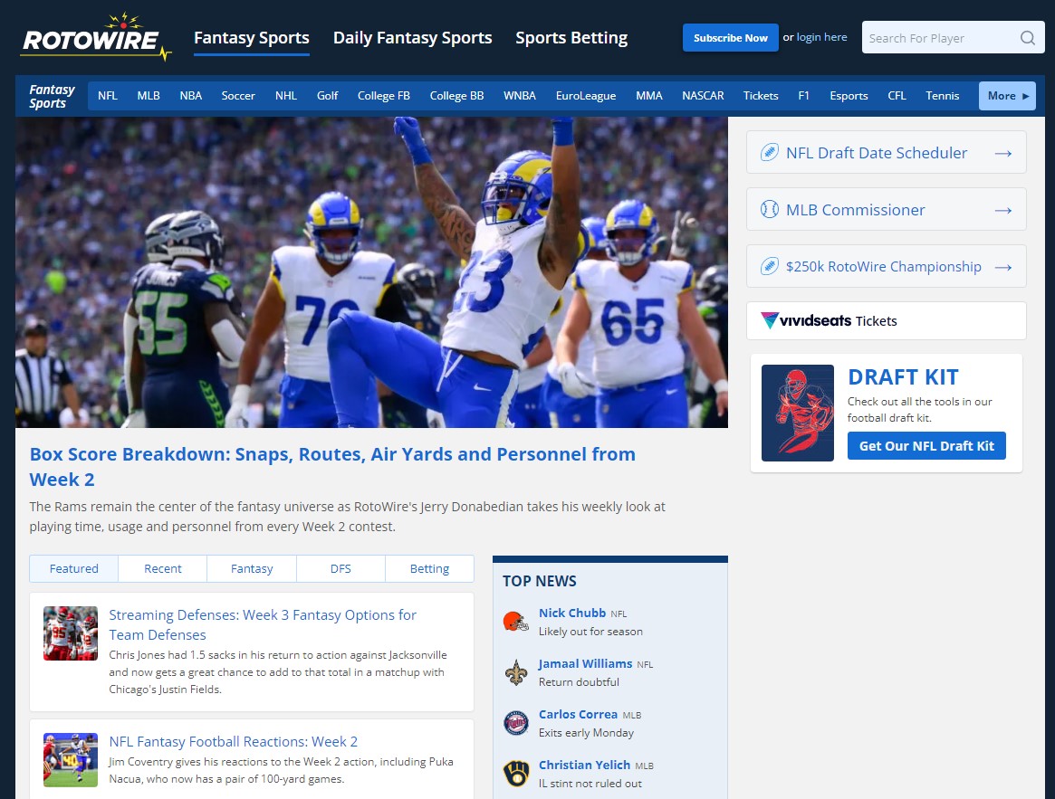 RotoWire Fantasy Football, Baseball, Basketball and More